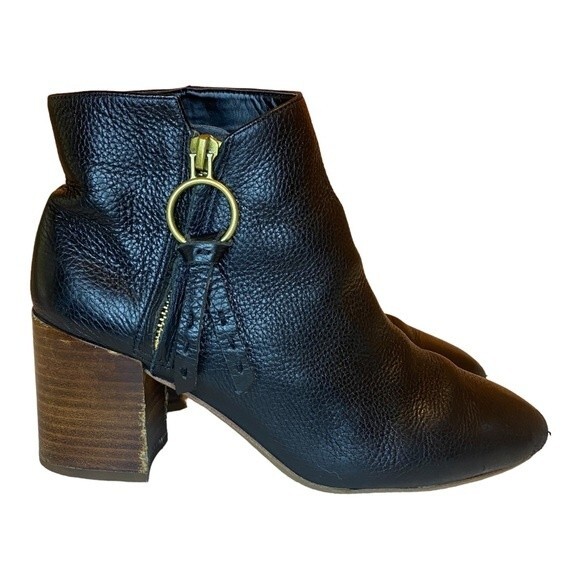 FRANCO SARTO Callahan black leather block heel ankle booties - Size 6.5M - Picture 8 of 11